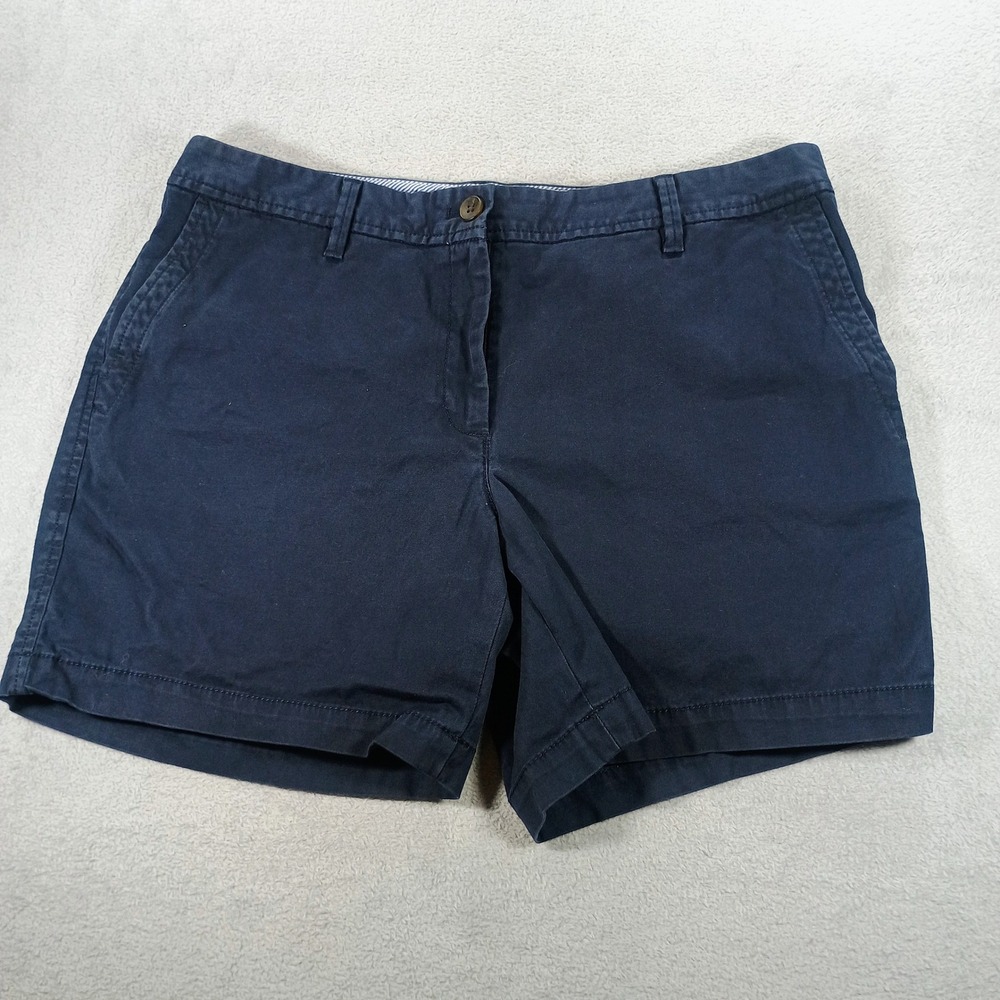 J.Crew Womens Chino Shorts Navy Blue 10 Mid Rise Cotton Stretch